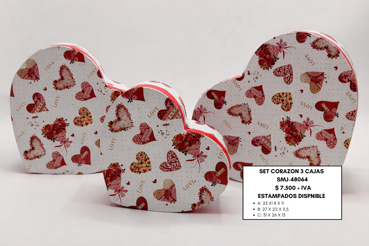 SET CORAZONES ESTAMPADOS SAN VALENTIN - Imagen 2