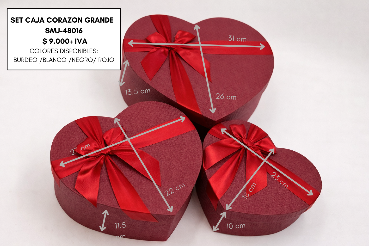 SET 3 CORAZONES GRANDE - Imagen 3