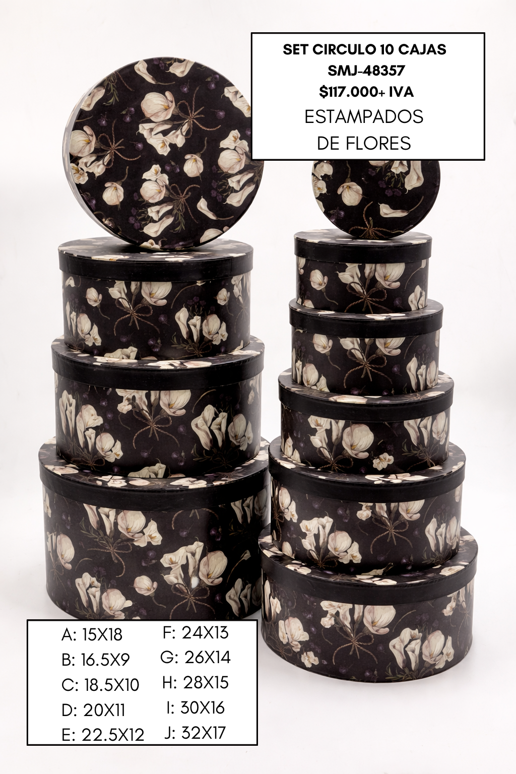 Set Círculo 10 Cajas – Estampado Floral - Imagen 3