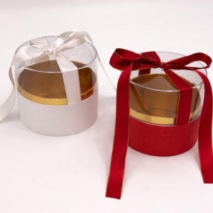 Caja Acrílica Circular con Lazo – Pack 4 Unidades