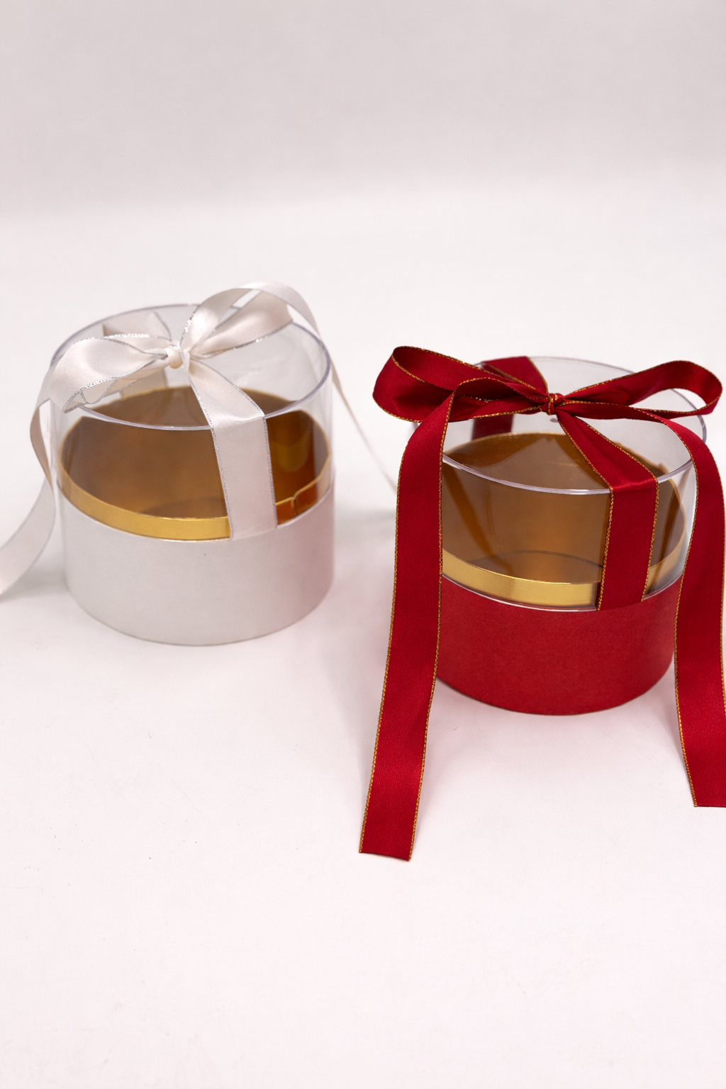 Caja Acrílica Circular con Lazo – Pack 4 Unidades
