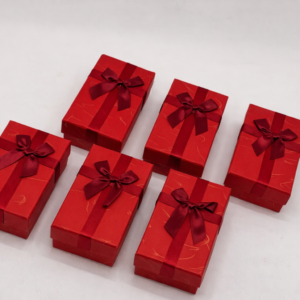 Caja Rectangular Roja con Lazo – Pack 6 Unidade