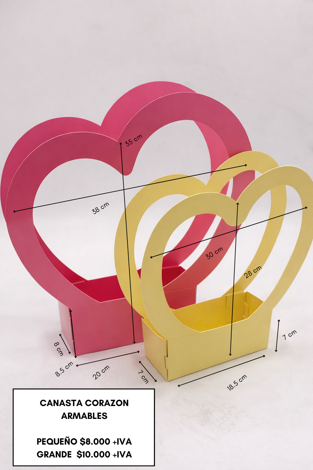 CANASTAS DE CORAZON 10 UNIDADES - Imagen 3