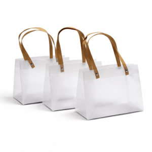 BOLSA CARTERA TRANSPARENTE ASAS CAFE 10 UNIDADES