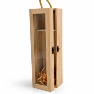 CAJA DE MADERA PARA VINO CON VIDRIO