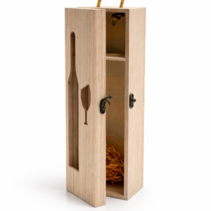 CAJA DE MADERA CON CILUETA DE CINO Y COPA